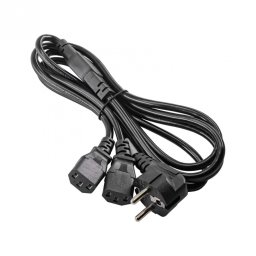 Cablu de alimentare in Y Schuko la 2 x IEC C13 1.8m Negru, AK-PC-04A