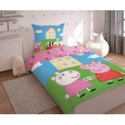 Lenjerie de pat copii 100% bumbac PEPPA PIG SI SUZI 140x200 + fata de perna 80X70 8776