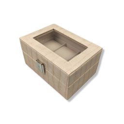 Cutie 3 ceasuri piele ecologica tip croco crem