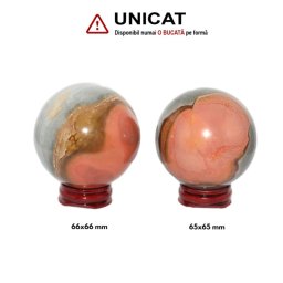 Sfera Jasp Policrom Mineral Natural - 65-66 x 65-66 mm - Unicat