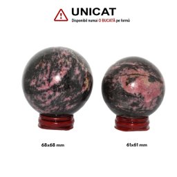 Sfera Rodonit Mineral Natural - 61-68 x 61-68 mm - 1 Buc