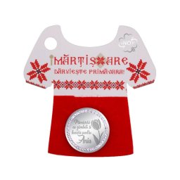 Martisor Brosa Inox Banut Pietre Nume Ania Argintiu