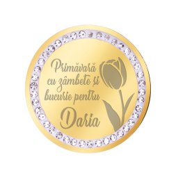 Martisor Brosa Inox Banut Pietre Nume Daria Auriu