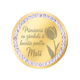 Martisor Brosa Inox Banut Pietre Nume Mari Auriu