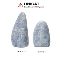 Obelisc Calcit Albastru Mineral Natural - 126-148 x 75-86 x 58-65 mm - ( XXL) - 1 Buc