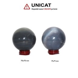 Sfera Agata Minerala Naturala - 71-72 x 71-72 mm - Unicat