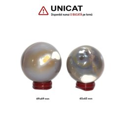 Sfera Agata Minerala Naturala - 65-69 x 65-69 mm - Unicat
