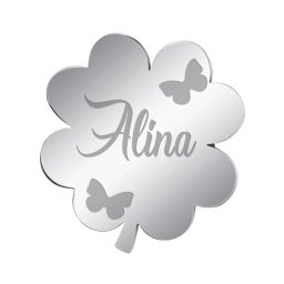 Martisor Brosa Inox Trifoi Argintiu Nume Alina