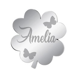Martisor Brosa Inox Trifoi Argintiu Nume Amelia
