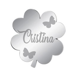 Martisor Brosa Inox Trifoi Argintiu Nume Cristina