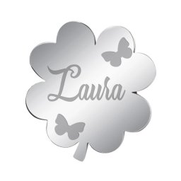 Martisor Brosa Inox Trifoi Argintiu Nume Laura