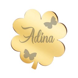 Martisor Brosa Inox Trifoi Auriu Nume Adina