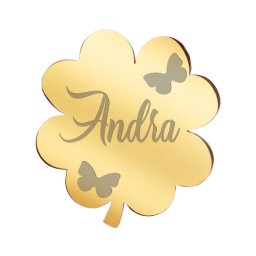 Martisor Brosa Inox Trifoi Auriu Nume Andra