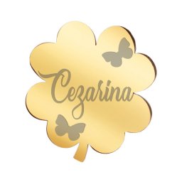 Martisor Brosa Inox Trifoi Auriu Nume Cezarina