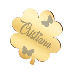Martisor Brosa Inox Trifoi Auriu Nume Cristiana