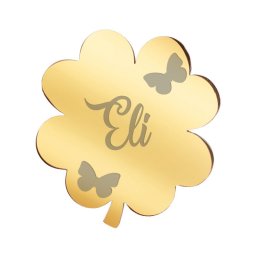 Martisor Brosa Inox Trifoi Auriu Nume Eli