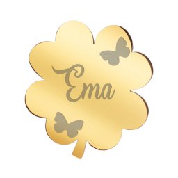 Martisor Brosa Inox Trifoi Auriu Nume Ema