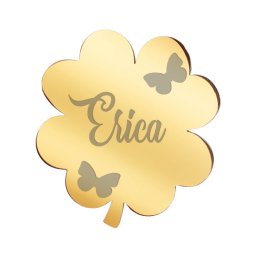 Martisor Brosa Inox Trifoi Auriu Nume Erica