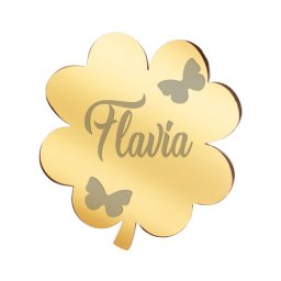 Martisor Brosa Inox Trifoi Auriu Nume Flavia