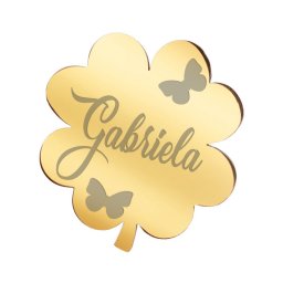 Martisor Brosa Inox Trifoi Auriu Nume Gabriela