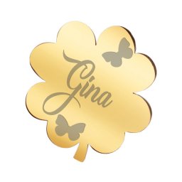 Martisor Brosa Inox Trifoi Auriu Nume Gina