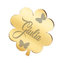 Martisor Brosa Inox Trifoi Auriu Nume Giulia