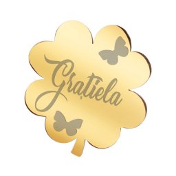 Martisor Brosa Inox Trifoi Auriu Nume Gratiela