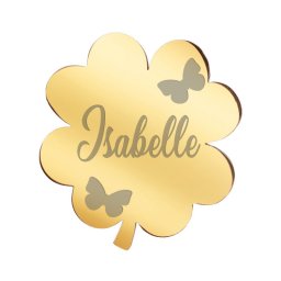 Martisor Brosa Inox Trifoi Auriu Nume Isabelle