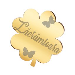 Martisor Brosa Inox Trifoi Auriu Nume Lacramioara