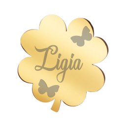 Martisor Brosa Inox Trifoi Auriu Nume Ligia