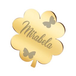 Martisor Brosa Inox Trifoi Auriu Nume Mirabela