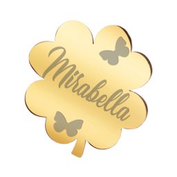 Martisor Brosa Inox Trifoi Auriu Nume Mirabella
