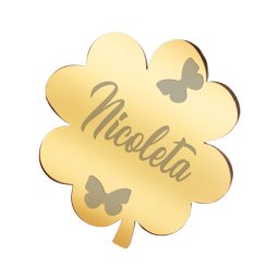 Martisor Brosa Inox Trifoi Auriu Nume Nicoleta