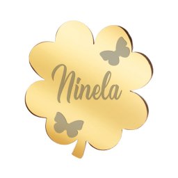 Martisor Brosa Inox Trifoi Auriu Nume Ninela