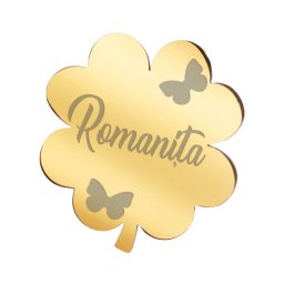 Martisor Brosa Inox Trifoi Auriu Nume Romanita