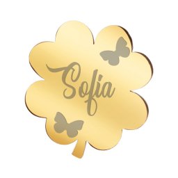 Martisor Brosa Inox Trifoi Auriu Nume Sofia