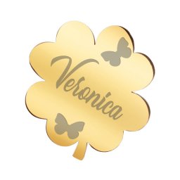Martisor Brosa Inox Trifoi Auriu Nume Veronica