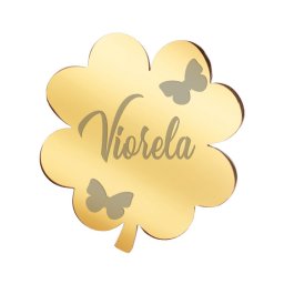 Martisor Brosa Inox Trifoi Auriu Nume Viorela