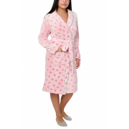 Halat dama cu inimioare, Selena, roz pal (Marime halat: L)