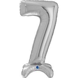 Balon folie cifra 7 argintiu Stand Up 64 cm