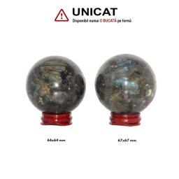 Sfera Labradorit Mineral Natural - 64-67 x 64-67 mm - Unicat