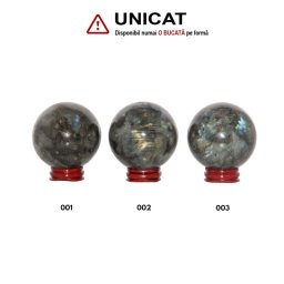 Sfera Labradorit Mineral Natural - 67-68 x 67-68 mm - Unicat