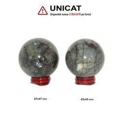 Sfera Labradorit Mineral Natural - 65-67 x 65-67 mm - Unicat