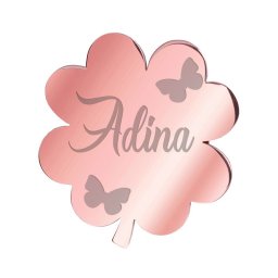 Martisor Brosa Inox Trifoi Rose Gold Nume Adina