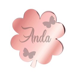 Martisor Brosa Inox Trifoi Rose Gold Nume Anda