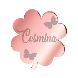 Martisor Brosa Inox Trifoi Rose Gold Nume Cosmina