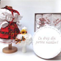 Set Traditional Botez - Costumas fetita Trusou Cutie pentru trusou Lumanare 3