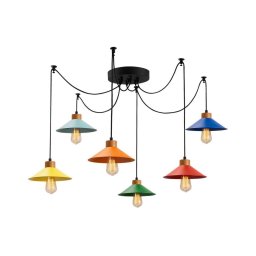 Candelabru suspendat pe cablu MANAVGAT 6xE27/40W/230V, model păianjen, multicolor
