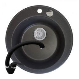 Set chiuveta granit ALYA 1B diametru 49 & baterie OSSIA - Carbon