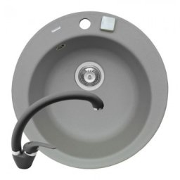 Set chiuveta granit ALYA 1B diametru 49 & baterie OSSIA - Grey